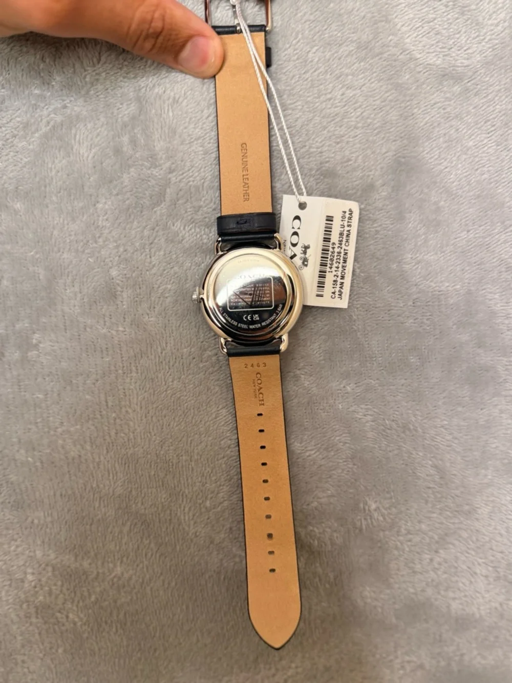 Coach Men's Navy Dial Leather Strap Watch with Silver Case - Picture 2 of 3